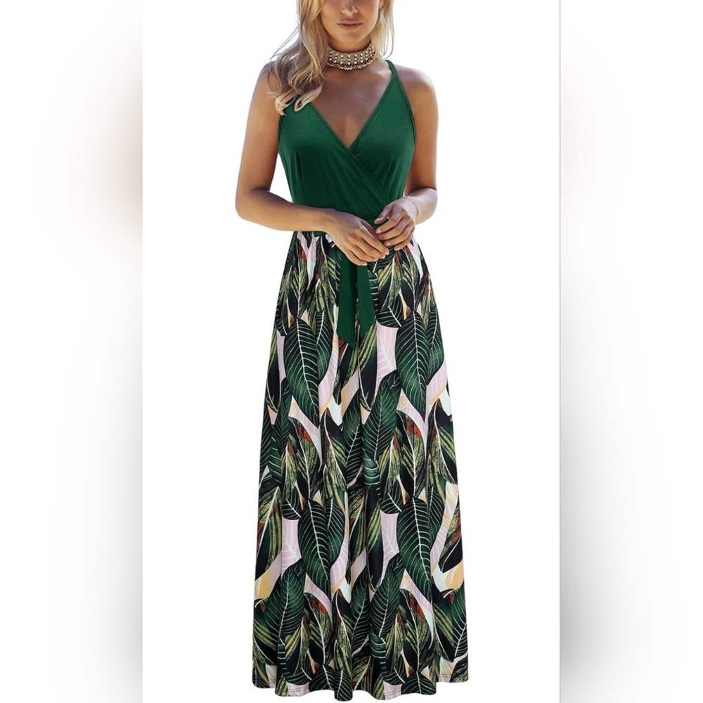 Amazon Tropical Green Maxi Dress